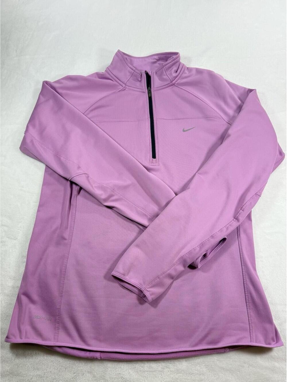 Nike Running Dri Fit Quarter Zip Pullover Women’s Large Pink Fleece Lined